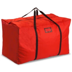 40" Red And Black Solid Multi Purpose Christmas Ornament Storage Bag
