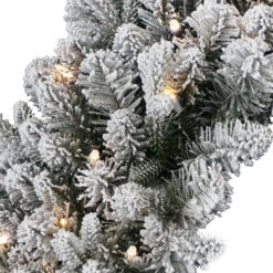 Christmas Central Pre-Lit Snowy Iceland Fir Artificial Christmas Wreath, 24-Inch, Warm White Lights -Best Christmas Decoration Store dnat peil2 300 24wb1 3 91364.1631811755