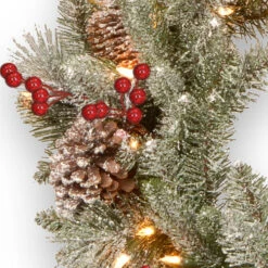 Christmas Central Pre-Lit Snowy Bristle Berry Artificial Christmas Wreath, 24-Inch, White LED Lights -Best Christmas Decoration Store dnat pesb3 300 24wbr 3 65508.1665347957