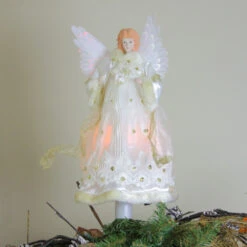 Kurt Adler 16" Lighted Gold Fiber Optic Animated Porcelain Angel Christmas Tree Topper -Best Christmas Decoration Store ksa ul2184 3 19152.1588406574