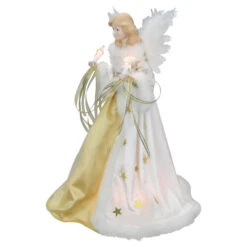 Kurt Adler 16" Lighted Ivory And Gold Angel Christmas Tree Topper - Clear Lights - UL2216 -Best Christmas Decoration Store ksa ul2216 1 65650.1588402549
