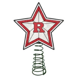 10" Lighted Red And White Star NCAA Rutgers Scarlet Knights Christmas Tree Topper