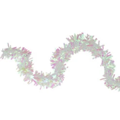 Northlight 50' X 4" White Iridescent Wide Cut Tinsel Christmas Garland - Unlit