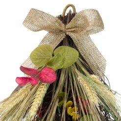Northlight 24" Autumn Harvest Wheat And Eucalyptus With Feathers Teardrop Swag - Unlit -Best Christmas Decoration Store northlight kji28171 1 03333.1665611926