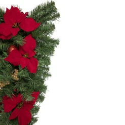 Northlight 30'' Red Poinsettia And Gold Pine Cone Artificial Christmas Teardrop Swag, Unlit -Best Christmas Decoration Store northlight s04189 2 updated 57963.1665610742
