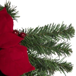 Northlight 30'' Red Poinsettia And Gold Pine Cone Artificial Christmas Teardrop Swag, Unlit -Best Christmas Decoration Store northlight s04189 3 updated 94723.1665610742