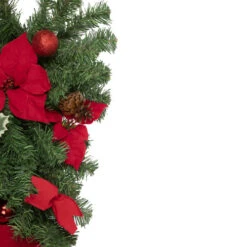 Northlight 32" Red Poinsettia Pine Cone And Ball Artificial Christmas Teardrop Swag, Unlit -Best Christmas Decoration Store northlight s84899 2 updated 91134.1663947189