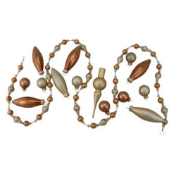 Northlight 16-Piece Bronze Beaded Garland, Mini Tree Topper And Glass Ornaments Set