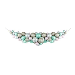 28" Pink And Seafoam Green Shatterproof Glittered Ball Artificial Christmas Swag - Unlit