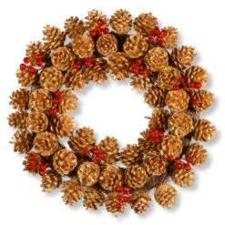 Glittered Pinecone Artificial Wreath - 20-Inch, Unlit
