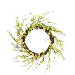 Northlight Forsythia Twig Artificial Floral Wreath, Yellow 12-Inch